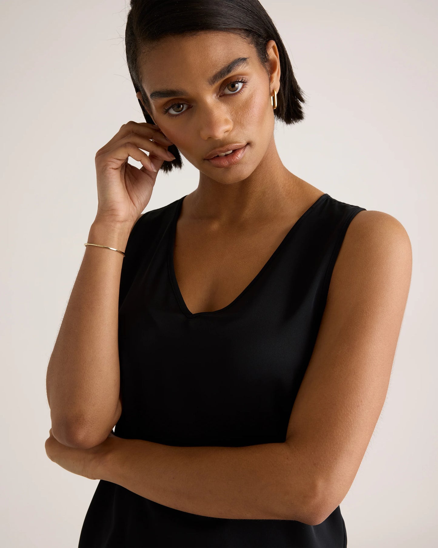 Washable Stretch Silk Tank - XS / Navy