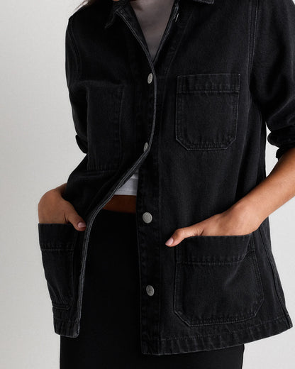 100% Organic Cotton Denim Chore Jacket - XS / Indigo Blue