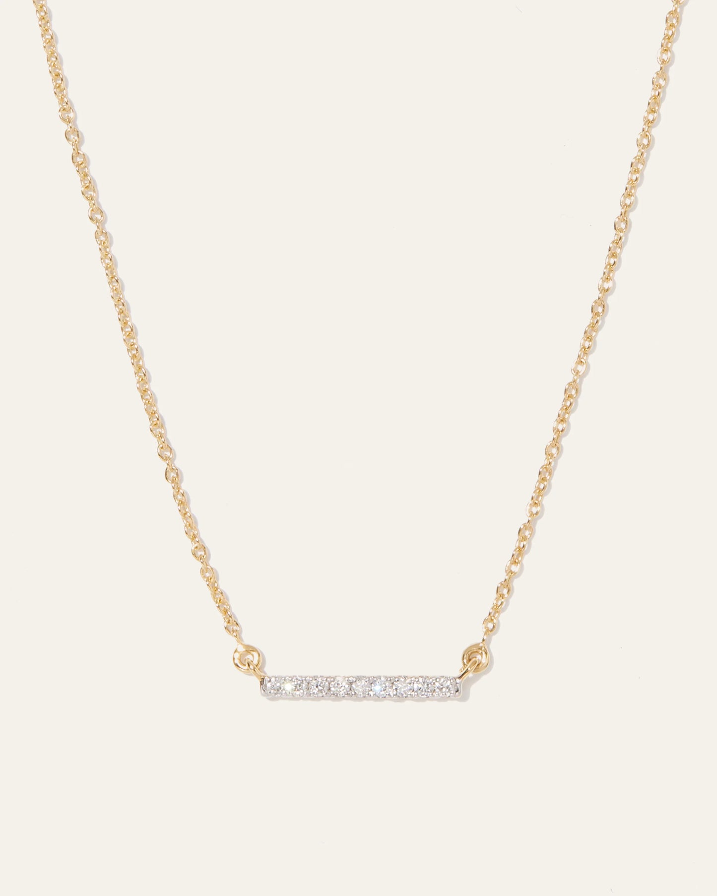 14K Gold Diamond Petite Bar Necklace - One Size / Yellow Gold