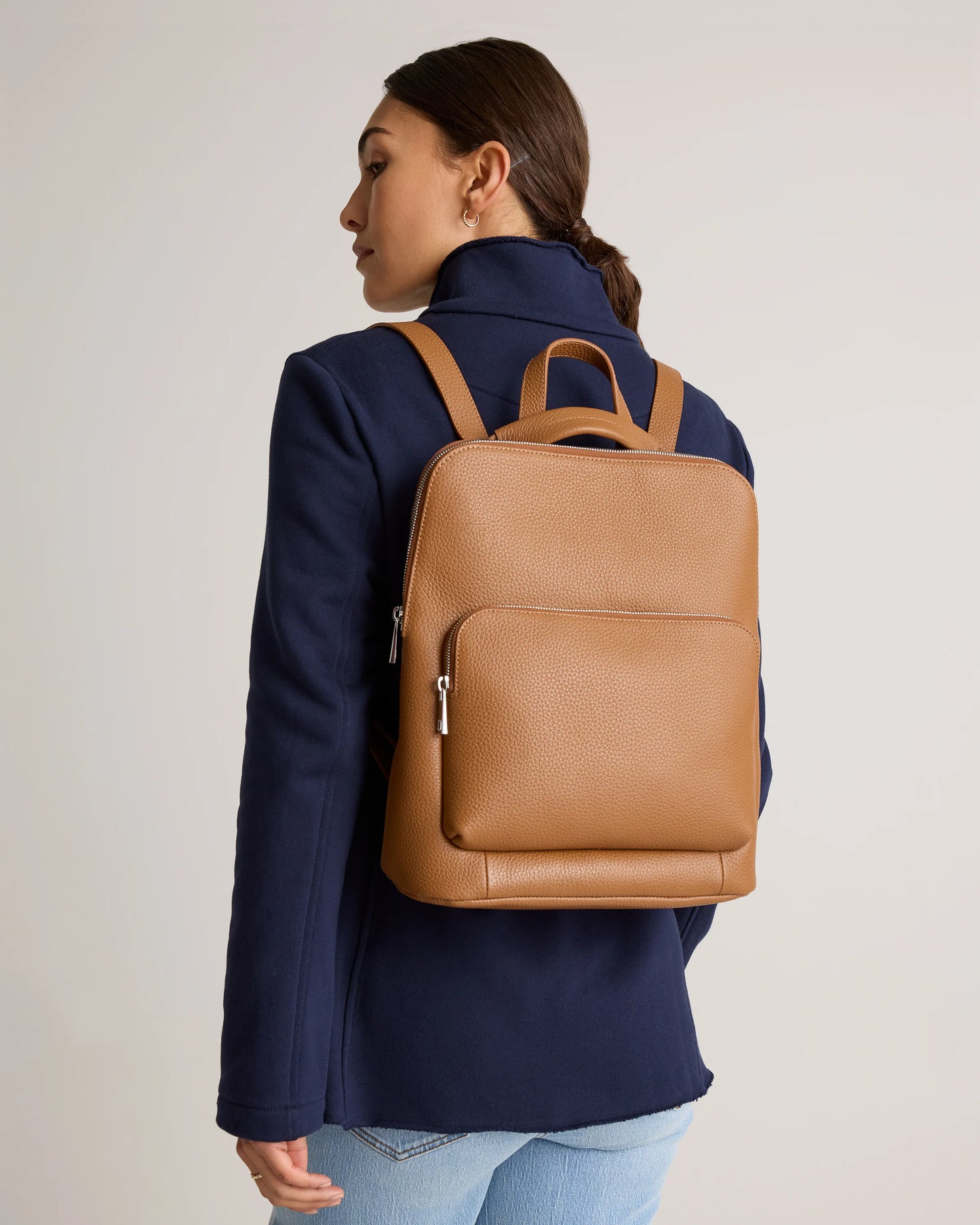 Italian Leather Convertible Backpack - One Size / Black