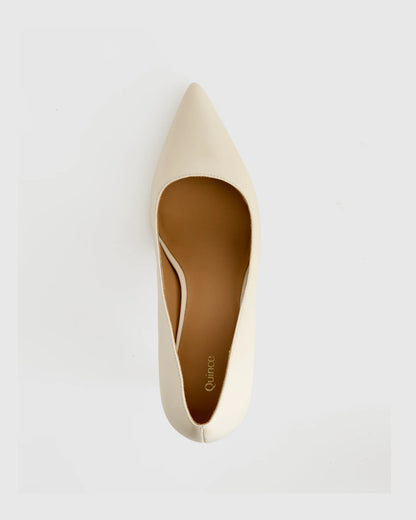 Italian Leather 75mm Pointy Toe Pump - 5 / Cashew