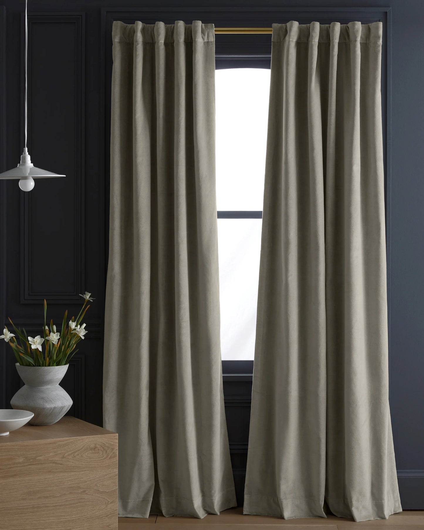 Cotton Velvet True Blackout Curtain - 48x84 / Ivory