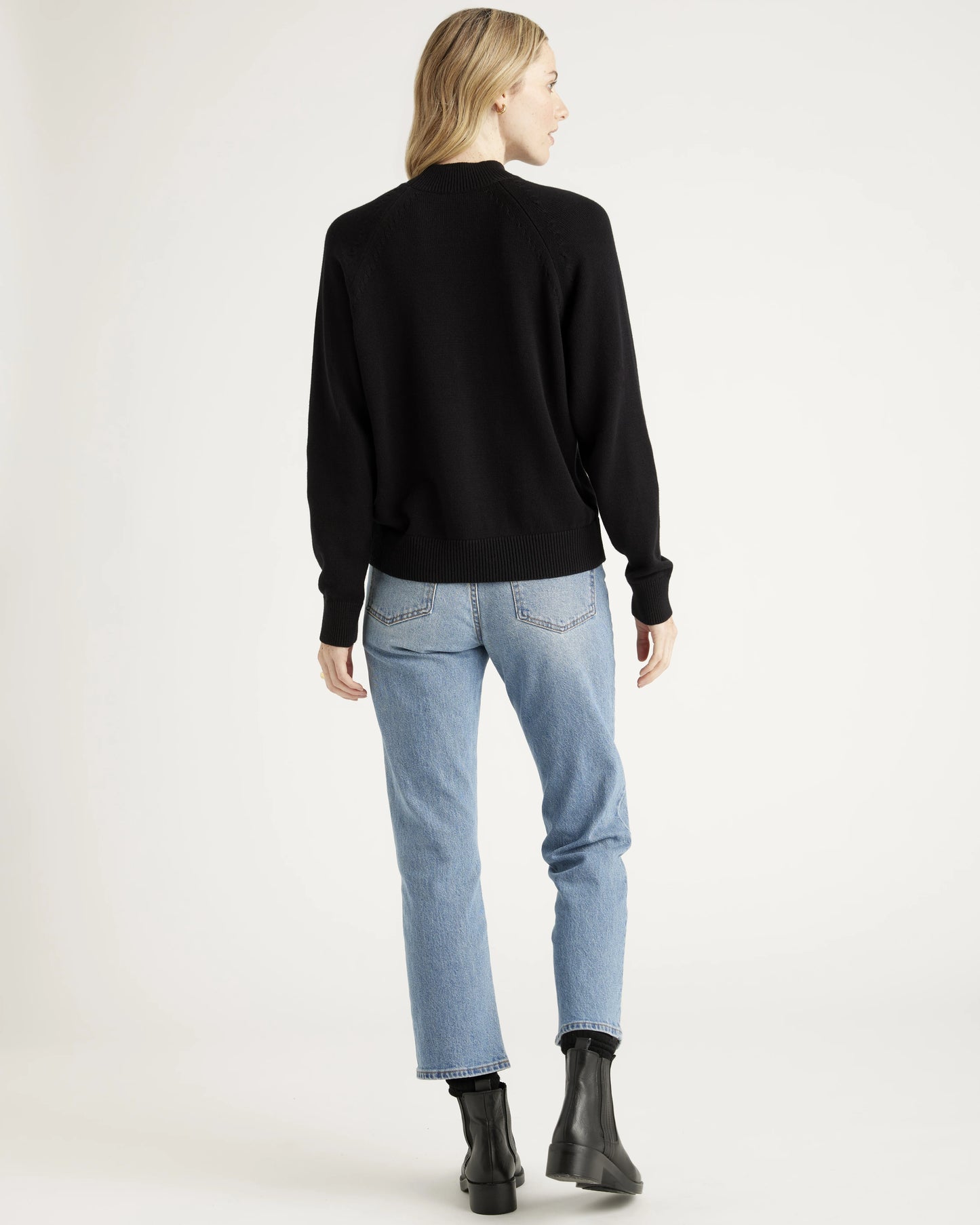 100% Organic Cotton Mock Neck Sweater - XS / Ivory