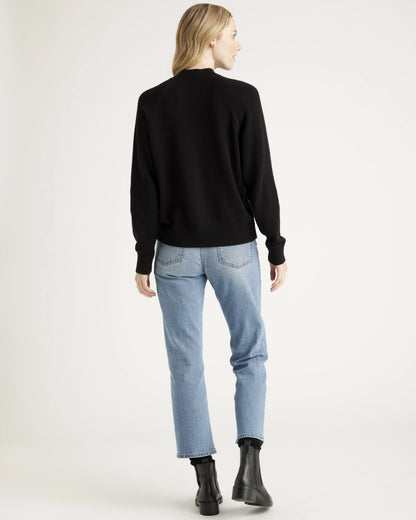 100% Organic Cotton Mock Neck Sweater - XS / Ivory