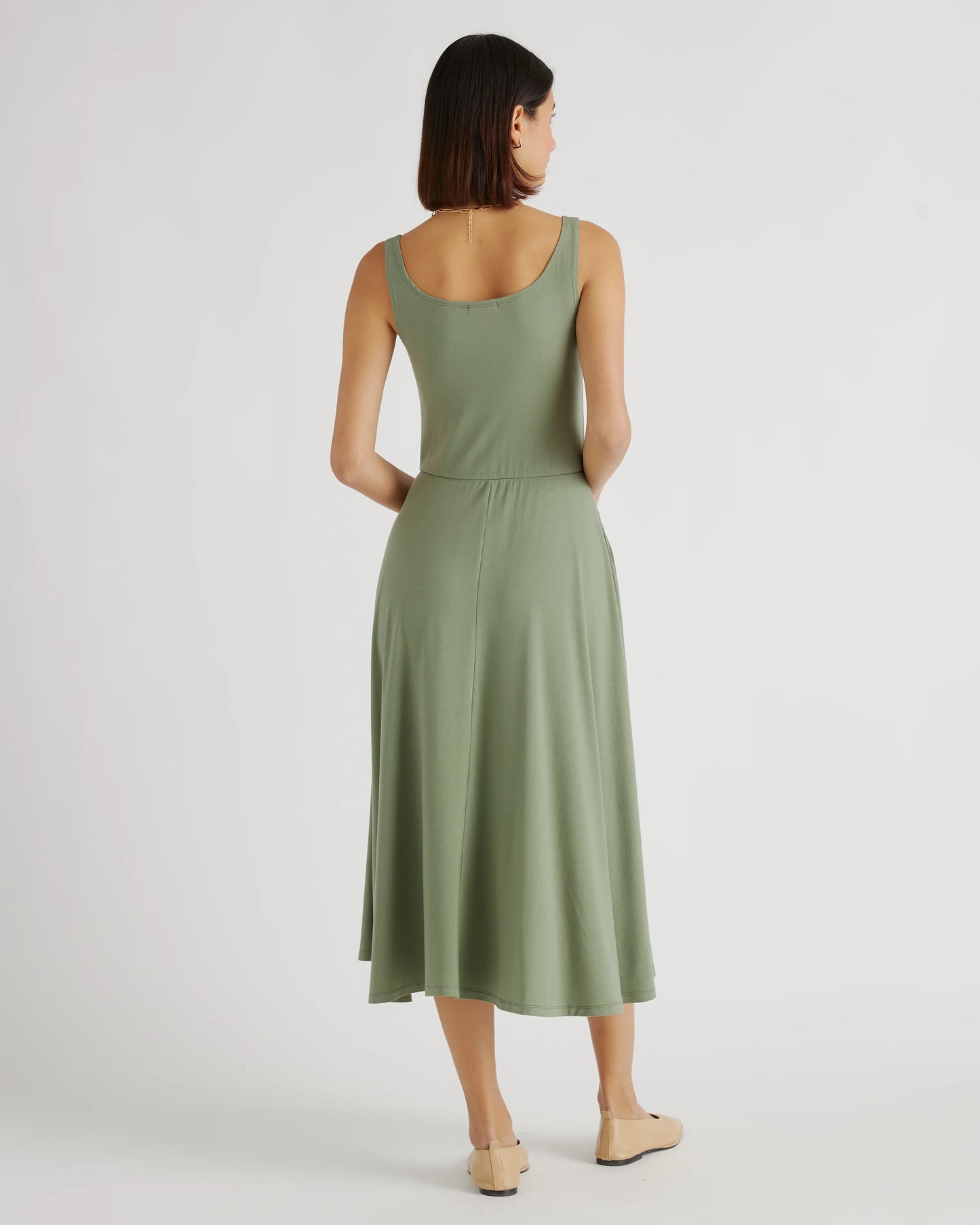 Tencel Jersey Fit & Flare Dress - XS / Dark Olive