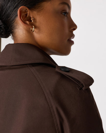 Comfort Stretch Long Trench Coat - XS / Dark Khaki