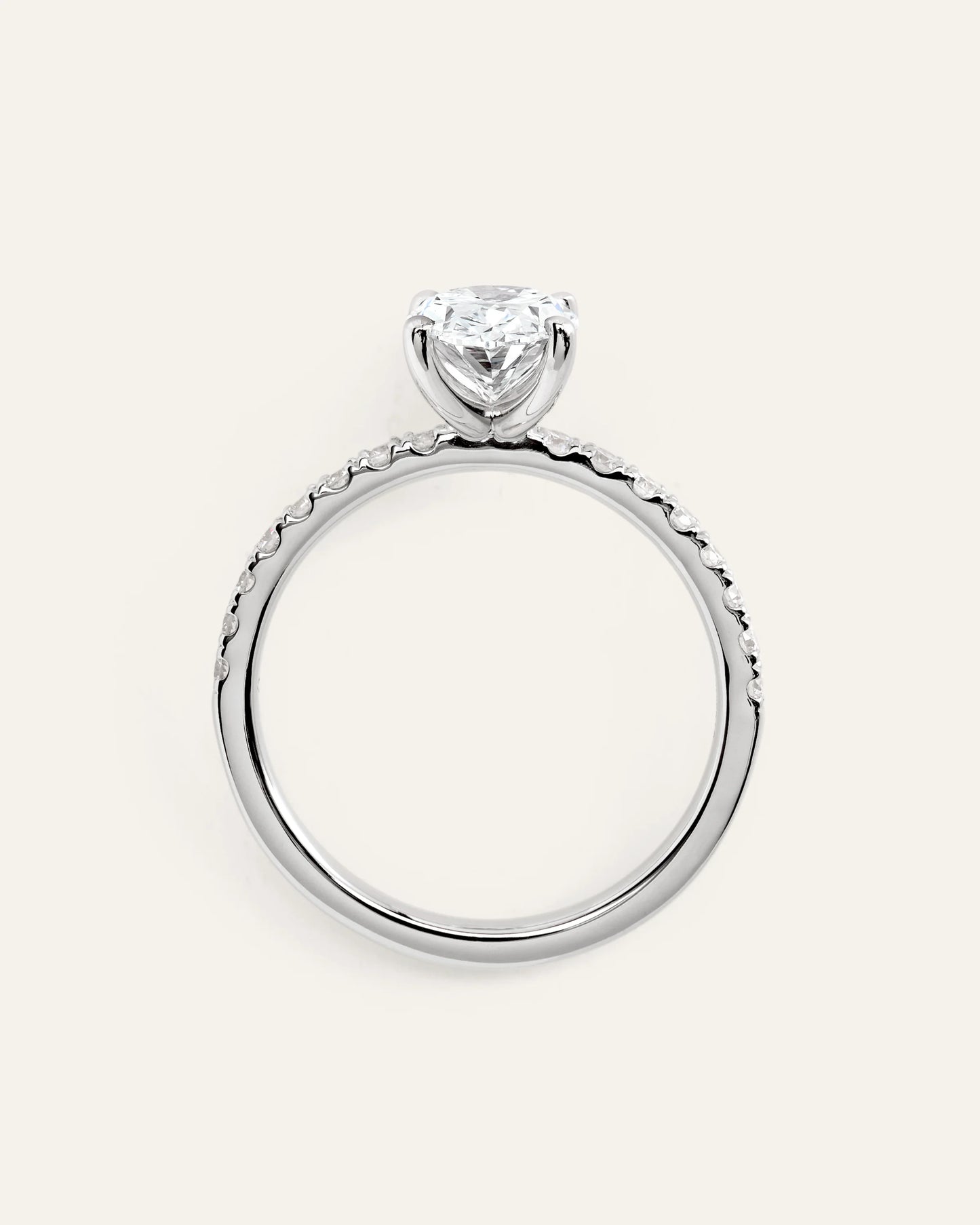Lab Grown Diamond Oval Petite Pave Engagement Ring - 1.50ct - 4 / Yellow Gold