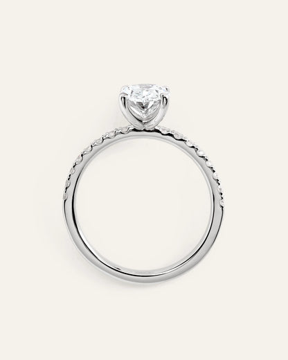 Lab Grown Diamond Oval Petite Pave Engagement Ring - 1.50ct - 4 / Yellow Gold