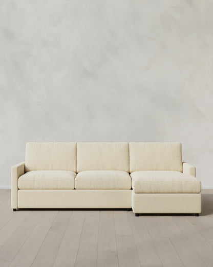 Brennan Performance Chenille Linen Blend Chaise Sectional - Right Arm / Snow