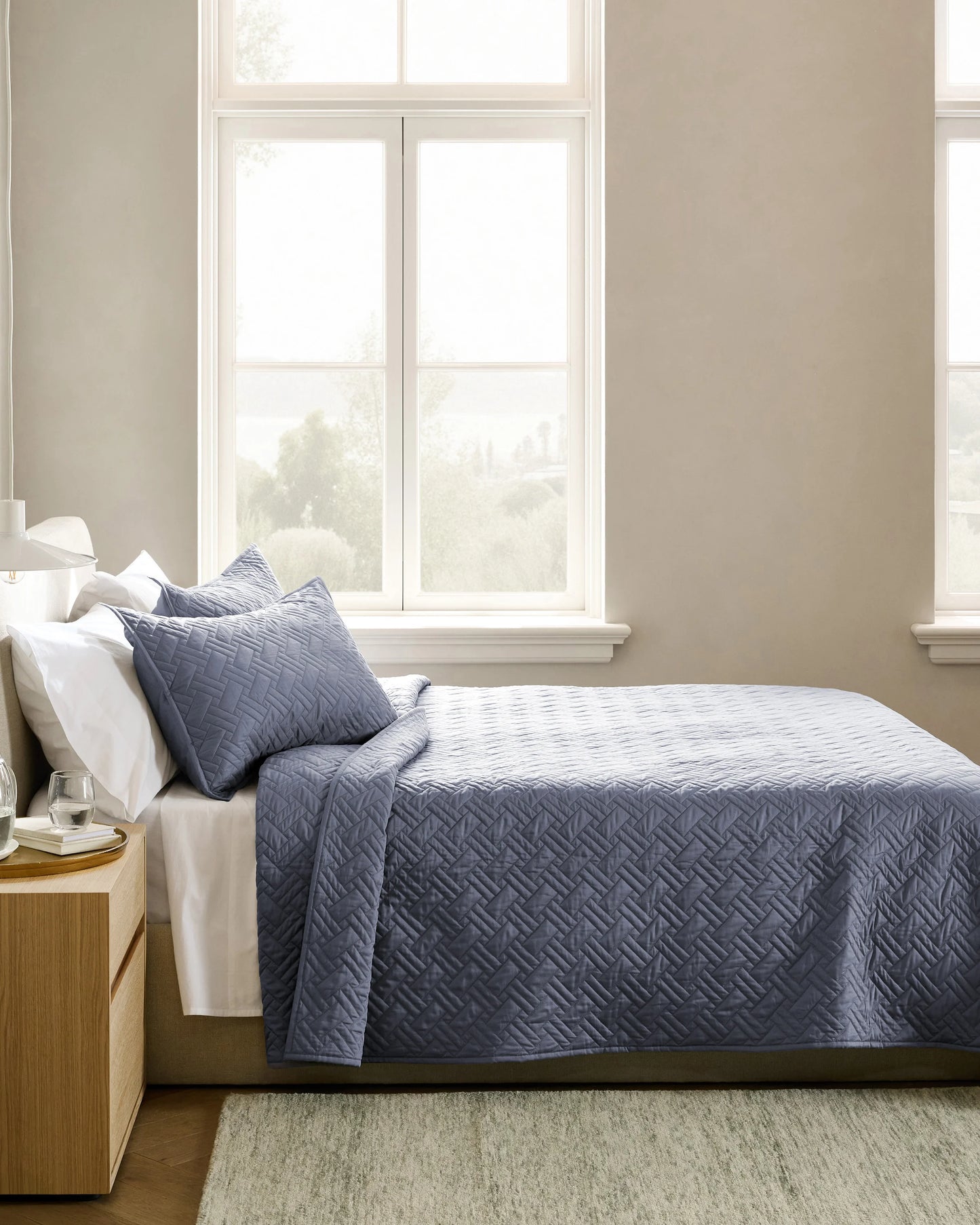 Organic Cotton Basketweave Quilt - Twin / White