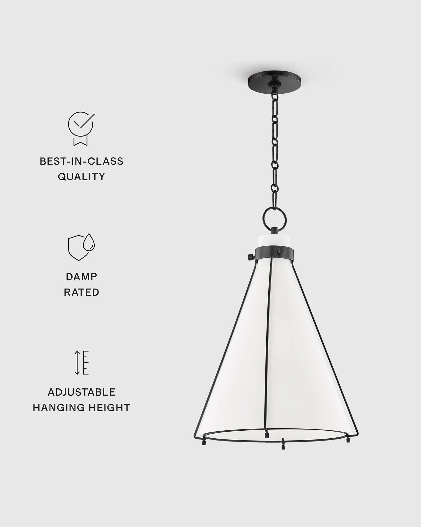 Iron and Opal Glass Conical Pendant Light - One Size / Brass