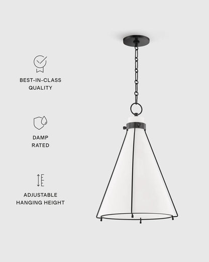 Iron and Opal Glass Conical Pendant Light - One Size / Brass