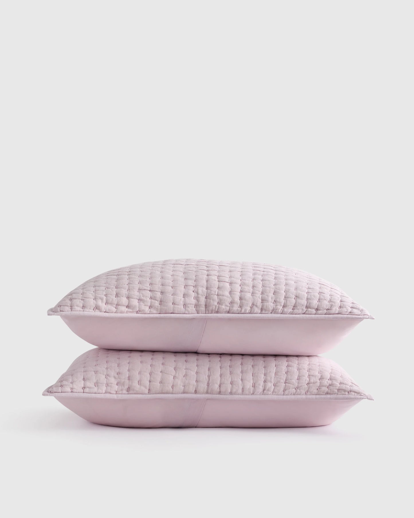 European Linen Cotton Stitch Sham Set - Standard / Stone