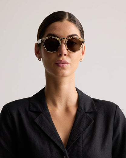 Tuscon Polarized Acetate Sunglasses - One Size / White Tortoise with Green lens