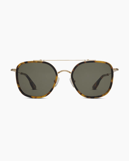 Rio Polarized Stainless Steel Sunglasses - One Size / Gold/Fawn Tortoise with Green lens