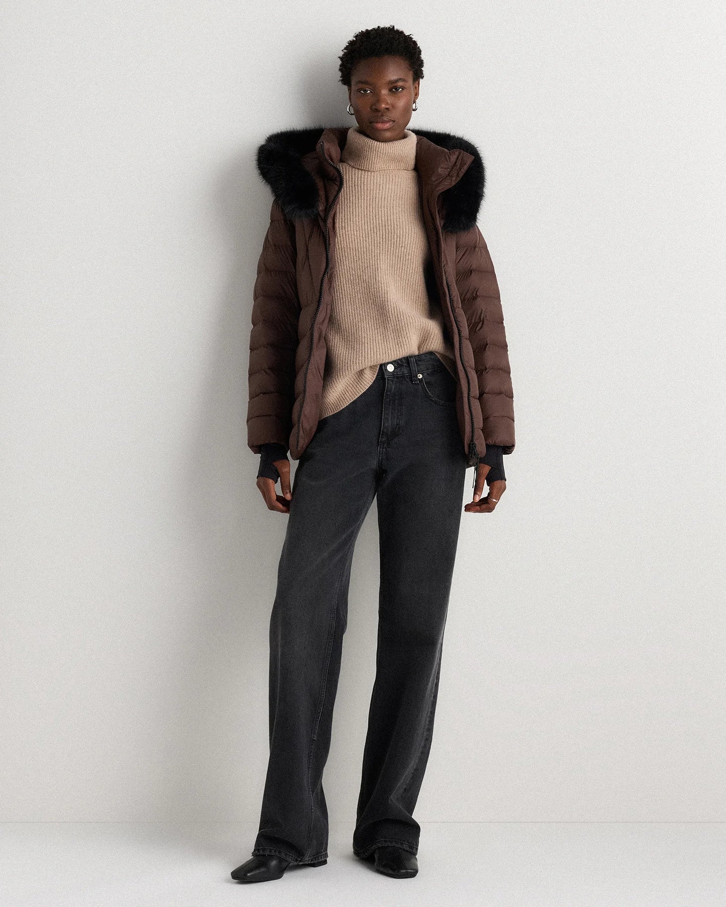 Responsible Down Belted Puffer Coat - XS / Hot Fudge
