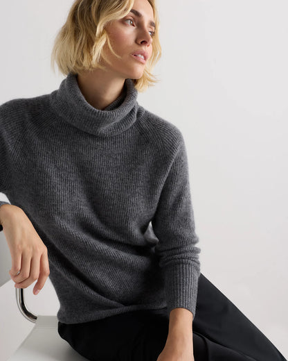 Lightweight Baby Alpaca Turtleneck - XS / Smoked Charcoal
