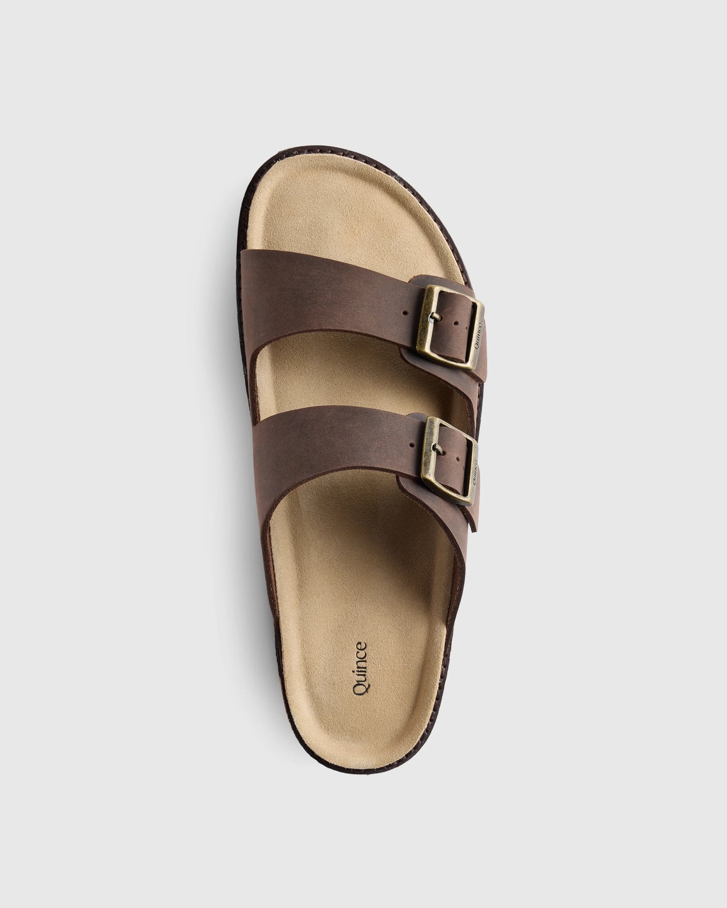 Nubuck Leather Double Buckle Slide - 7 / Black