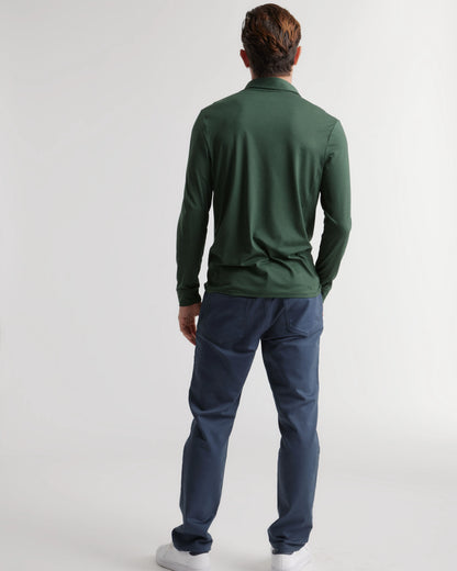 Flowknit Breeze Performance Long Sleeve Polo - XS / Heather Black