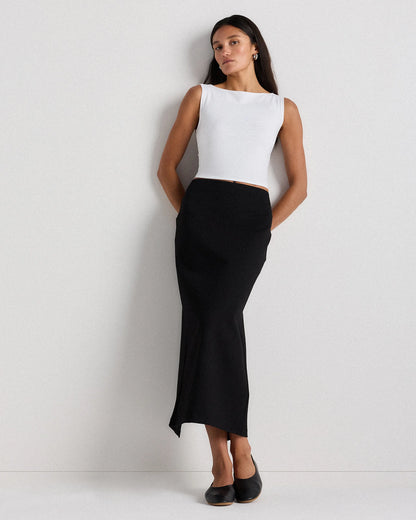 Ultra-Stretch Ponte Maxi Pencil Skirt - XS / Navy