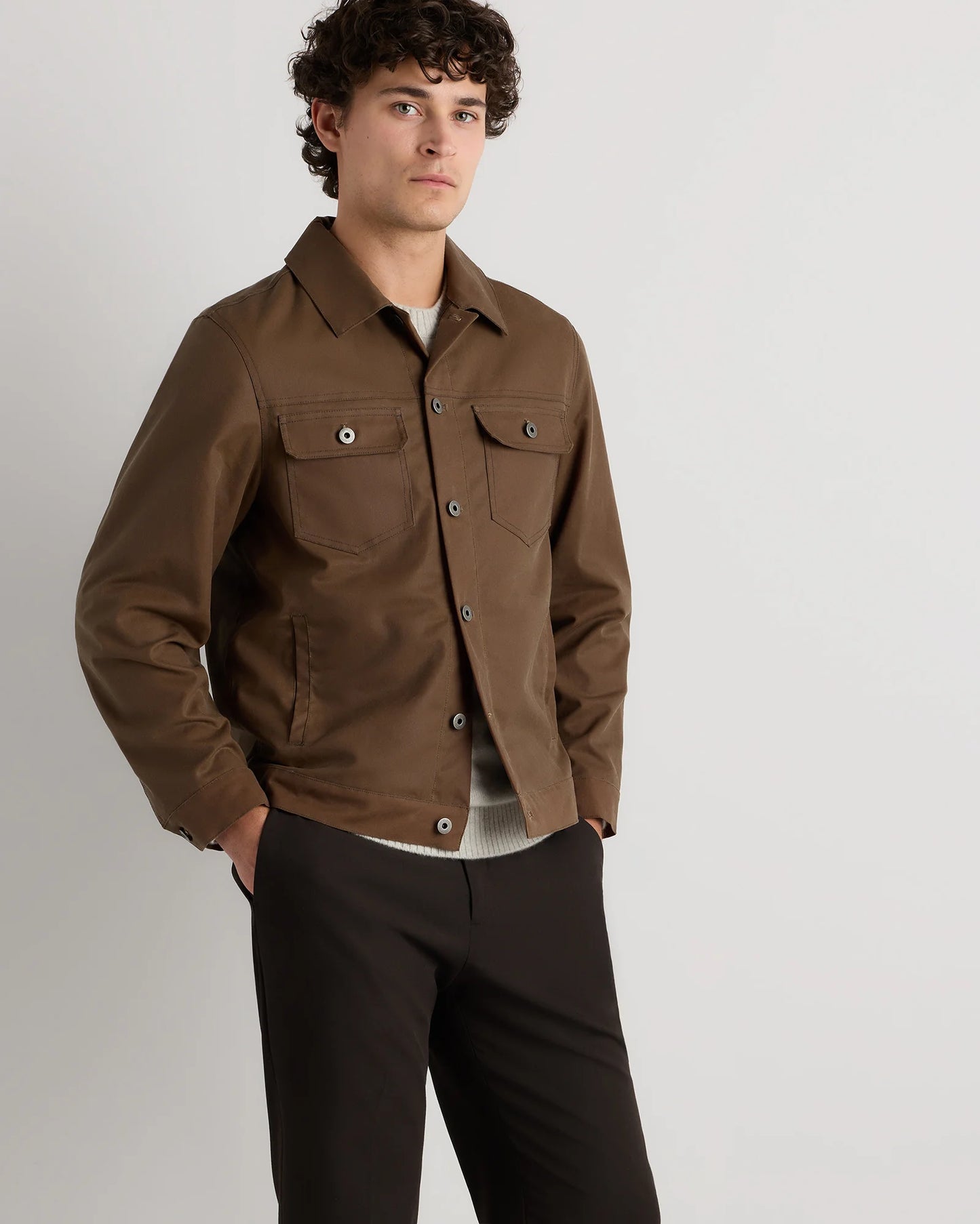 Organic Waxed Canvas Trucker Jacket - S / Black