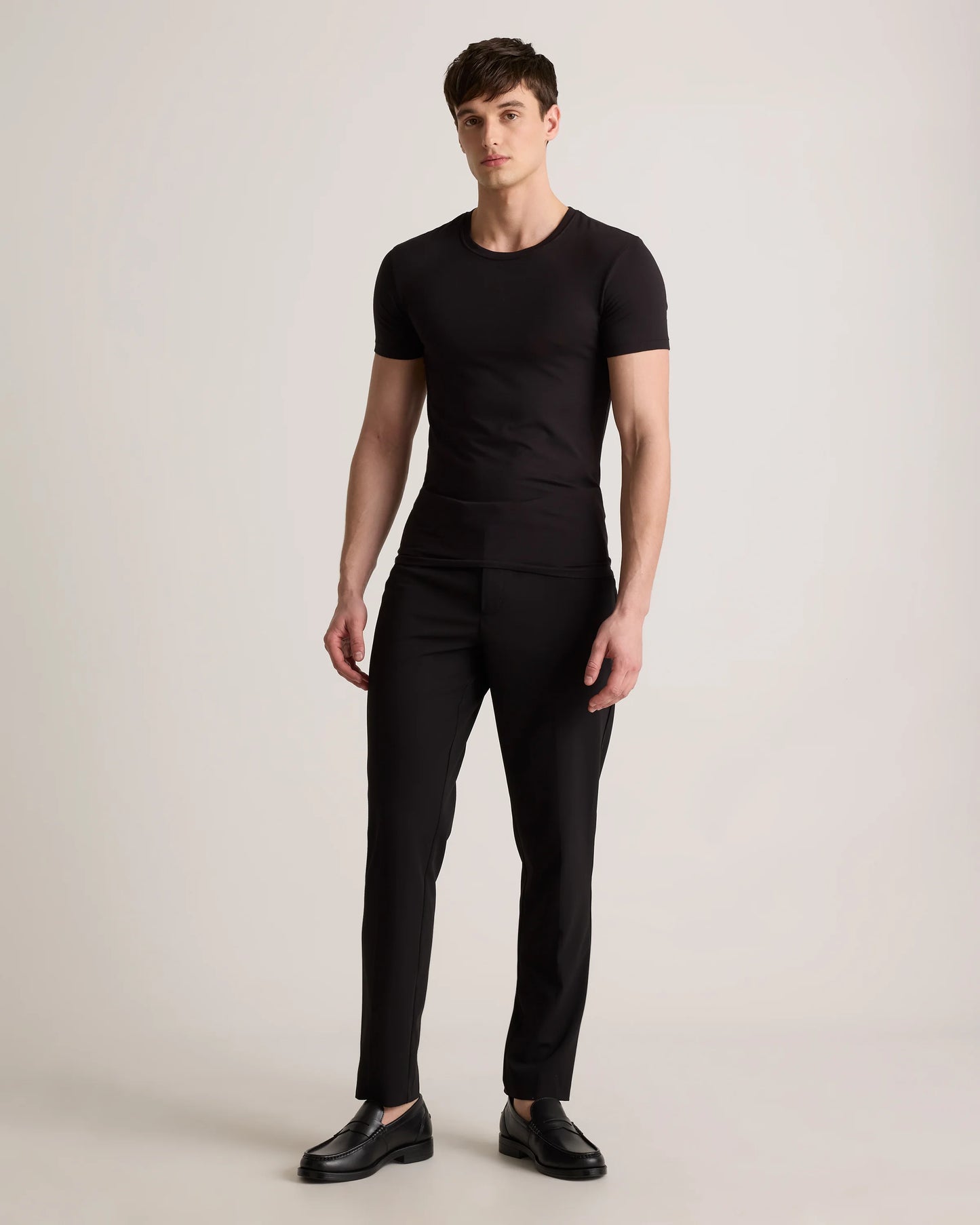 Soft Stretch Crewneck Undershirt (3-Pack) - S / Bold Black