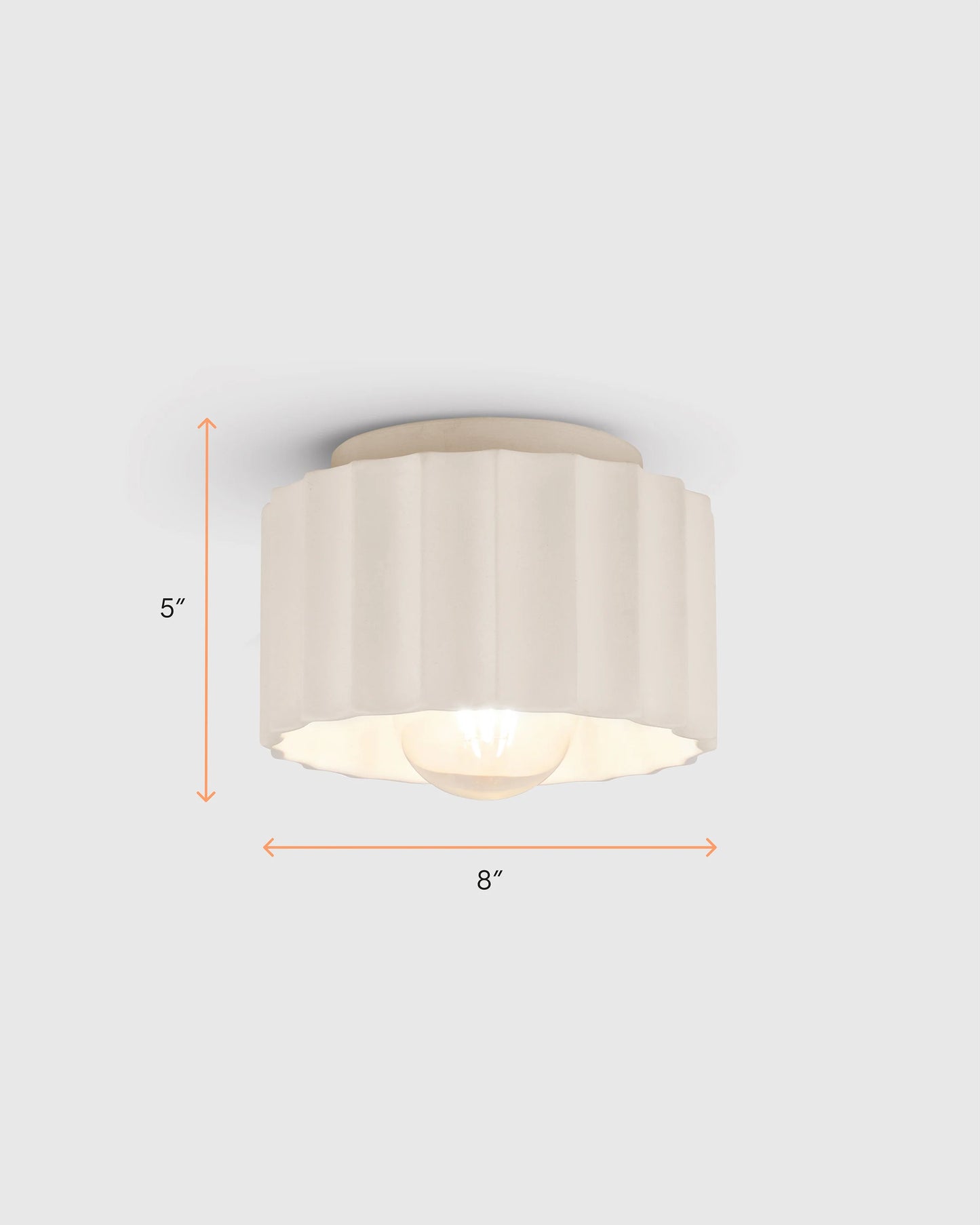 Scalloped Ceramic Flush Mount / Sconce - 8" / Natural