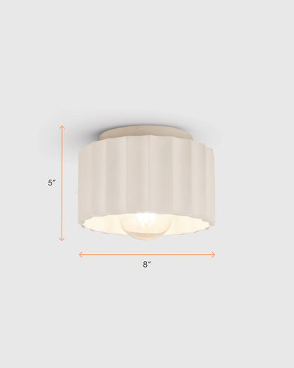Scalloped Ceramic Flush Mount / Sconce - 8" / Natural
