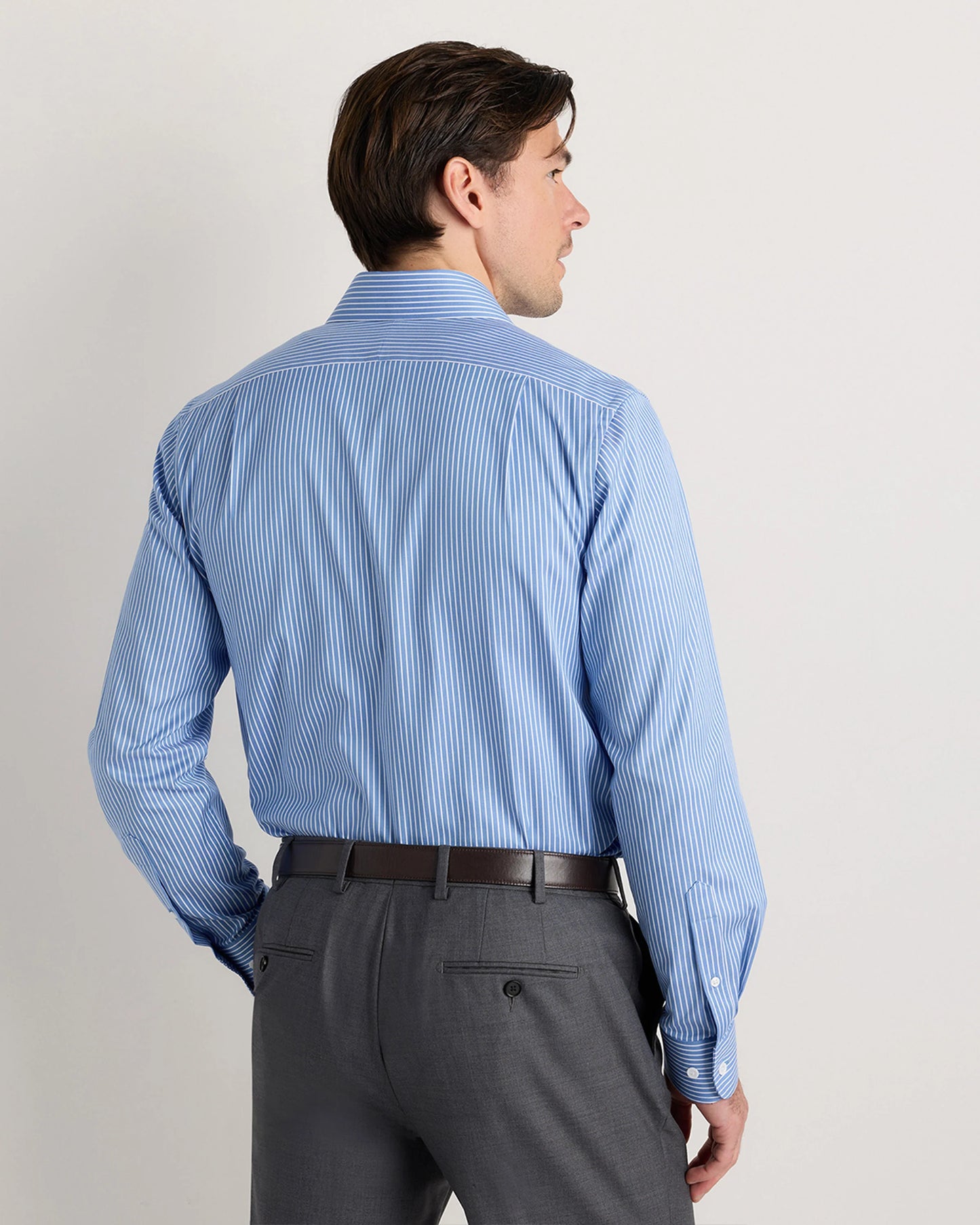 Organic Cotton Stretch Twill Dress Shirt - S / Grey Stripe