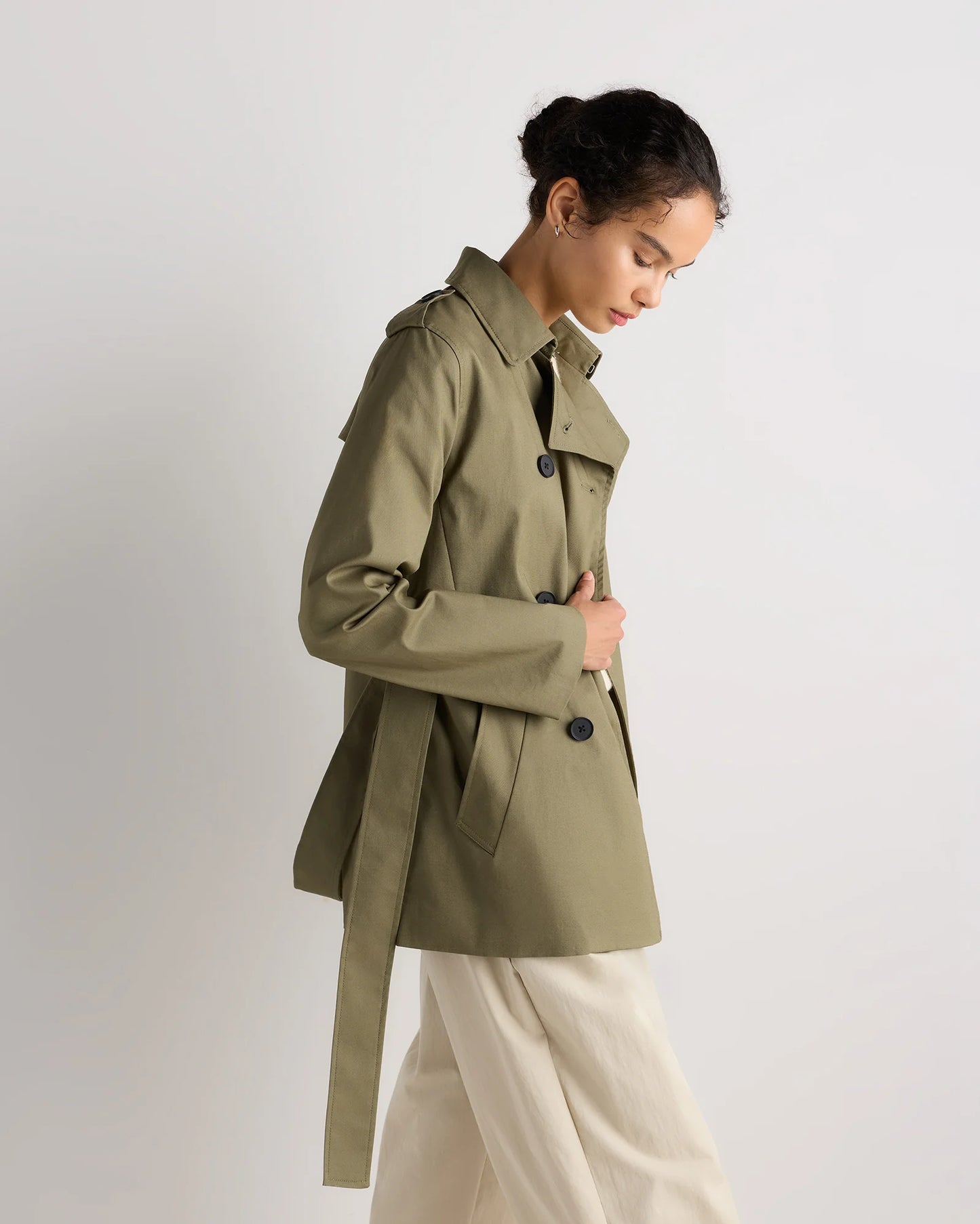 Comfort Stretch Short Trench Coat - XS / Coffee Bean Brown