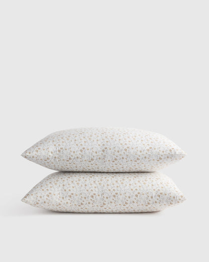 Organic Crisp Percale Floral Sham Set - Standard / Toffee Florette