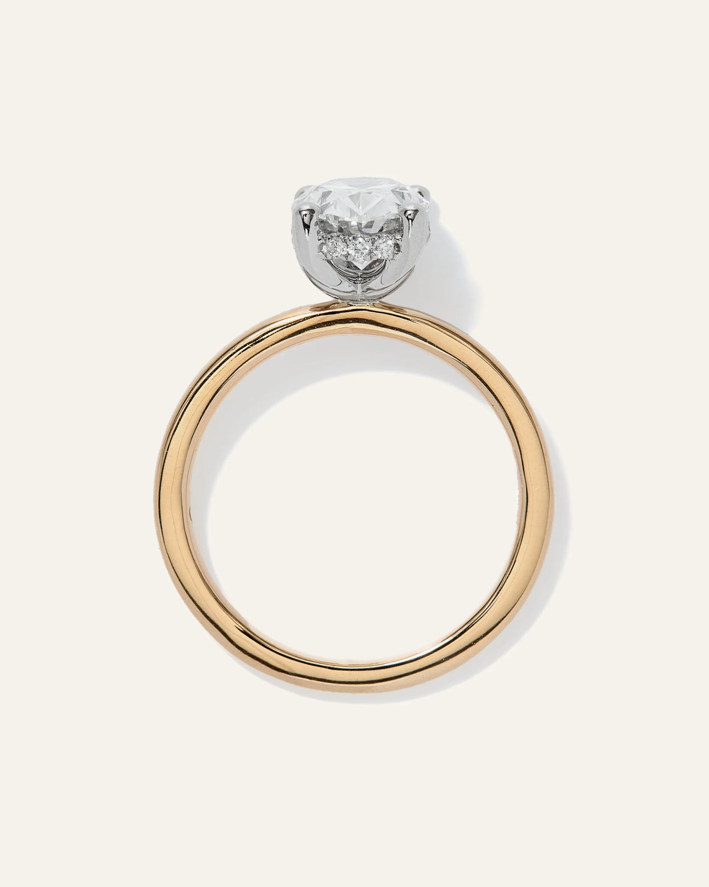 Lab Grown Diamond Oval Petite Hidden Halo Engagement Ring - 2ct - 4 / Yellow Gold