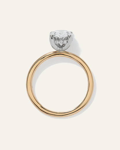 Lab Grown Diamond Oval Petite Hidden Halo Engagement Ring - 2ct - 4 / Yellow Gold