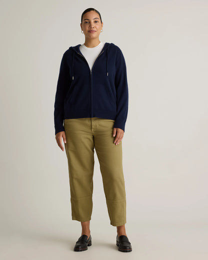 Mongolian Cashmere Full-Zip Hoodie - XS / Heather Grey