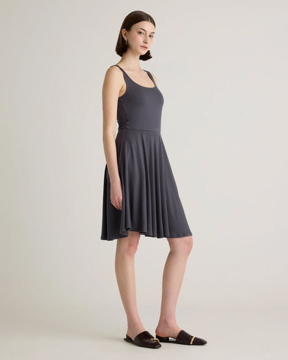 Tencel Jersey Fit & Flare Mini Dress - XS / Carbon Grey