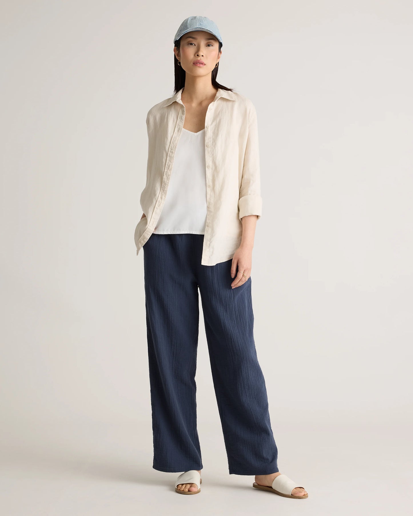 100% Organic Cotton Gauze Straight Leg Pants - XS / Spiced Orange
