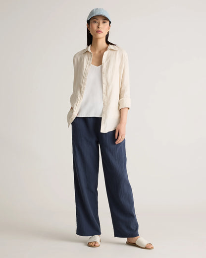 100% Organic Cotton Gauze Straight Leg Pants - XS / Spiced Orange