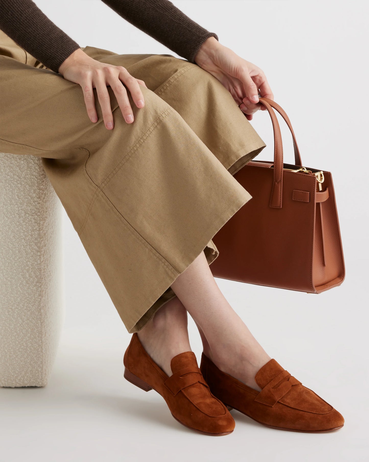Italian Suede Penny Loafer - 5 / Almond