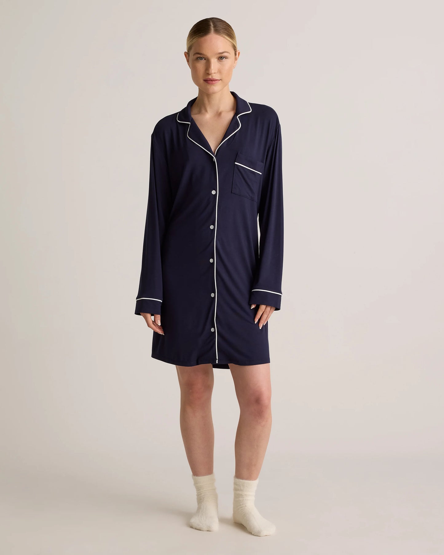 Bamboo Jersey Sleep Shirt - XS / Rhubarb