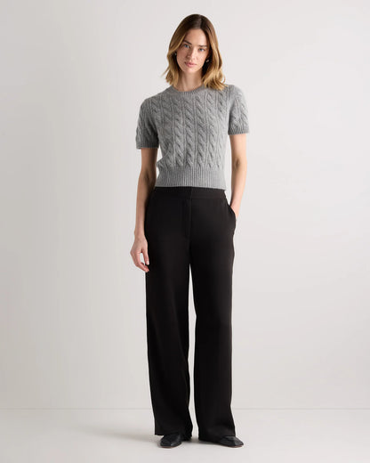 Mongolian Cashmere Shrunken Cable Tee - XS / Ivory
