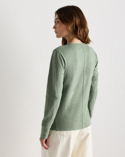 100% Organic Cotton Slub Long Sleeve Tee - XS / Smoked Thyme Green