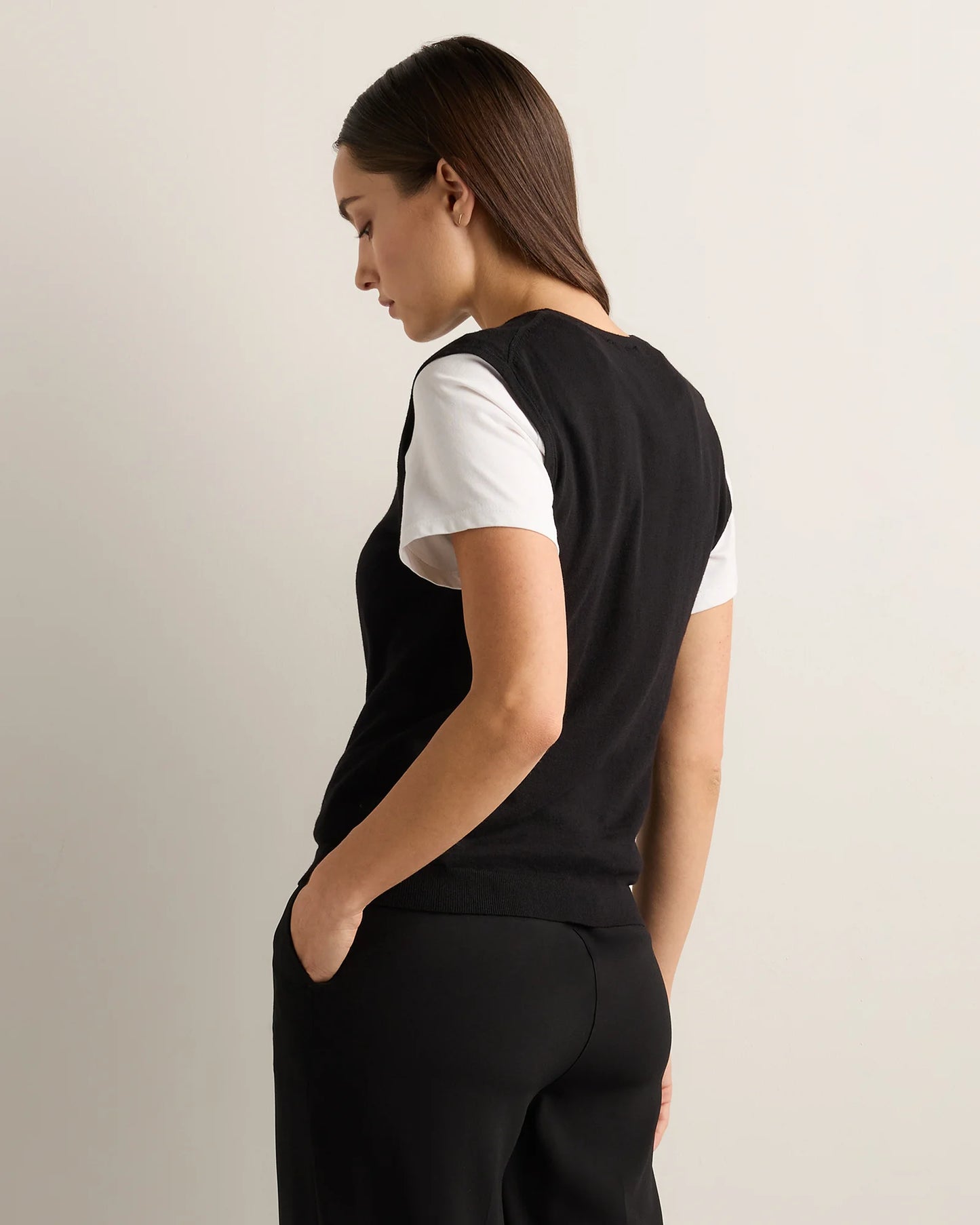 Lightweight Cotton Cashmere Sweater Tank - XS / Black