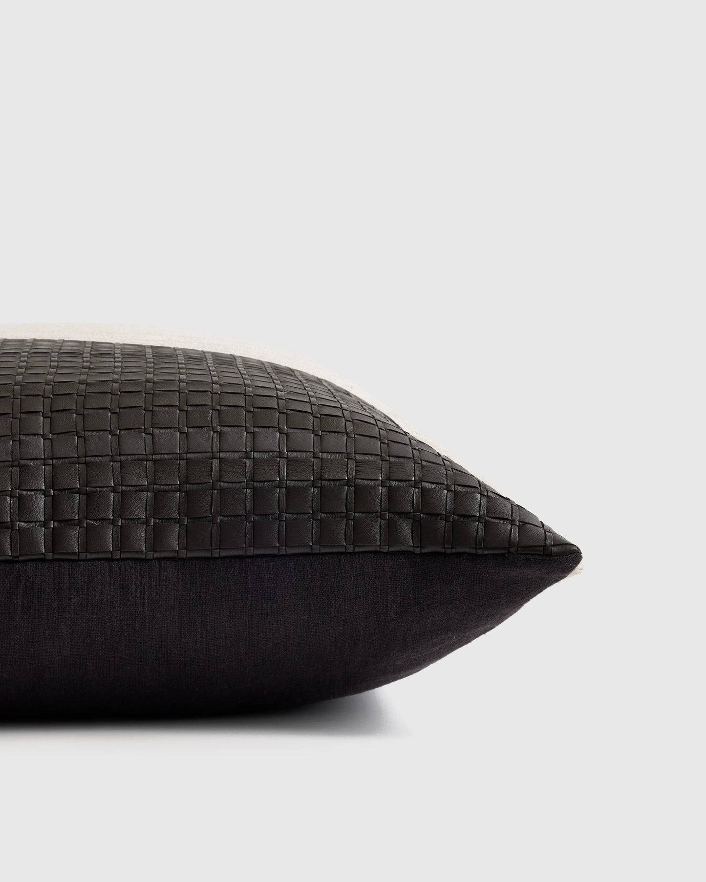 Leather Basketweave Pillow Cover - 20x20 / Black
