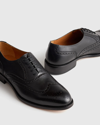 Italian Leather Wingtip Oxford - 7 / Cognac