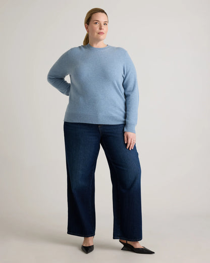 Mongolian Cashmere Crewneck Sweater - 1X / Pale Custard Yellow