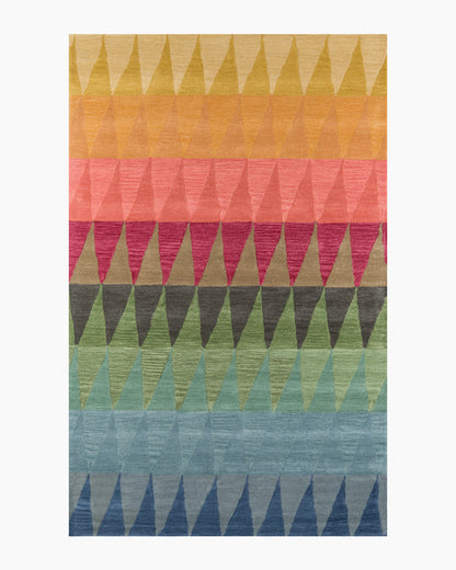 Rainbow Geo Hand-Tufted Rug - 3'6" x 5'6" / Red Multi