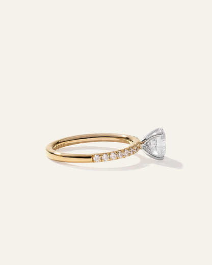 Lab Grown Diamond Round Petite Pave Engagement Ring - 1ct - 4 / Yellow Gold