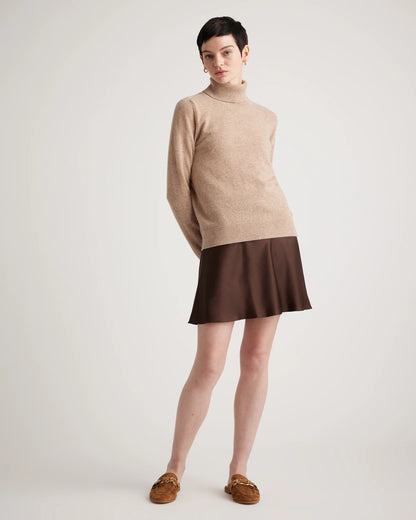 100% Washable Silk Mini Skirt - XS / Champagne