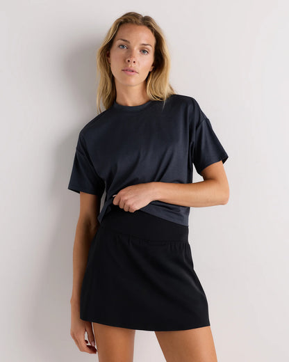 Flowknit Breeze Boxy Cropped Tee - XS / Heather Deep Navy