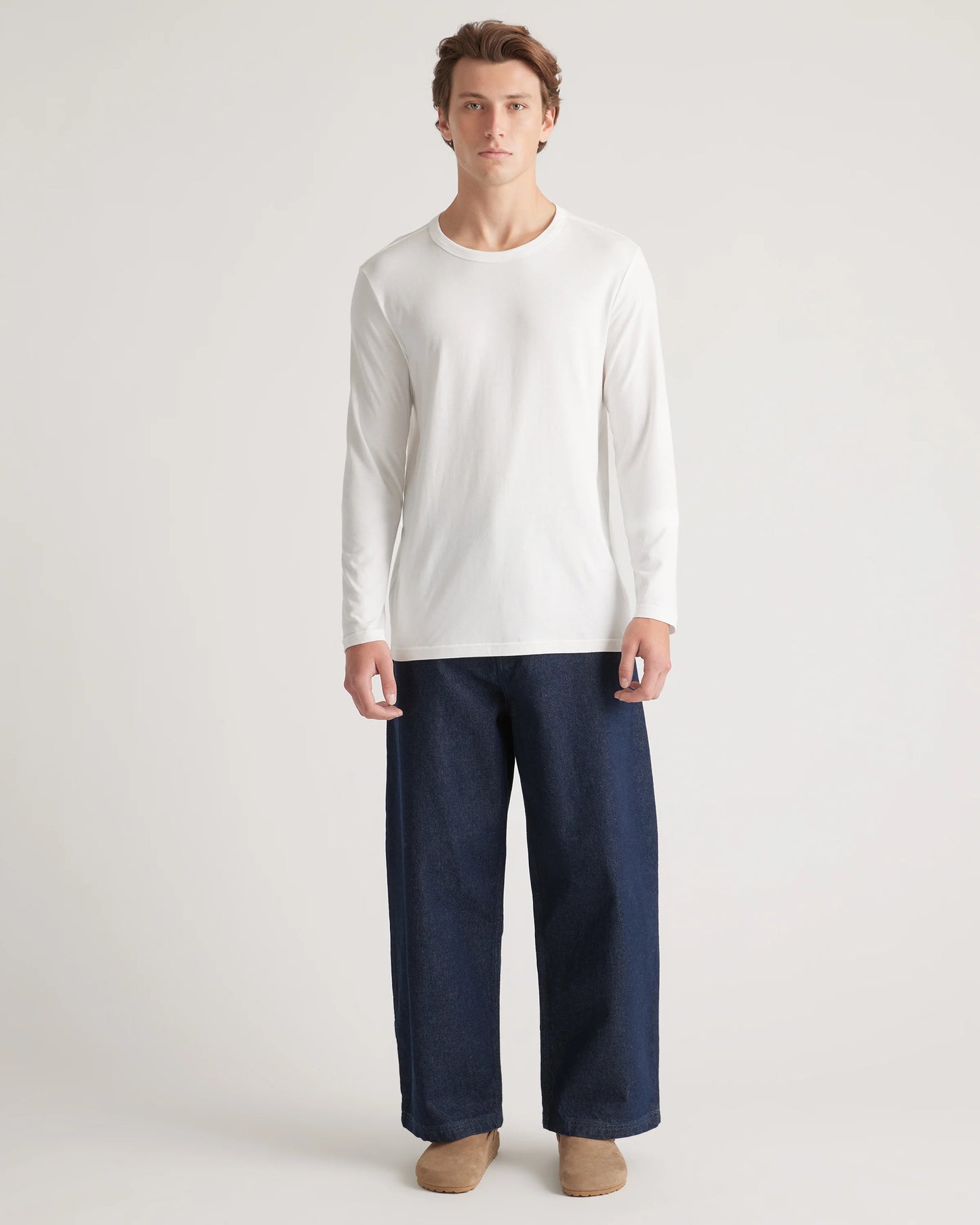 Cotton Modal Long Sleeve Tee - S / Heather Grey
